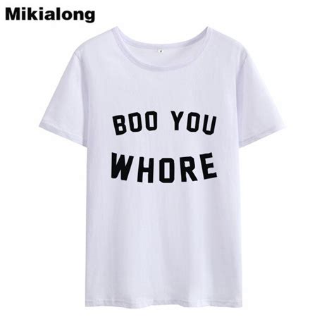 Oln 2018 Boo You Whore Women T Shirt Vintage O Neck Short Sleeve Summer