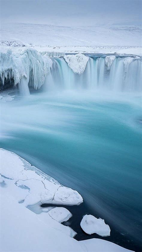 Godafoss Waterfall In Winter Mobile Abyss