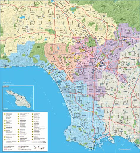 Map Of Los Angeles Tourist Attractions And Monuments Of Los Angeles