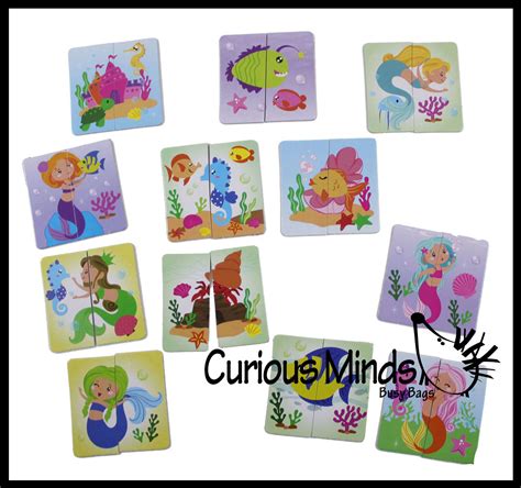 12 Mini 2 Piece Puzzles Beginner Puzzle Busy Bag For Toddlers Match