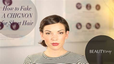 Since a messy bun on short hair can look really small, you have to work on the rest of your locks to compensate for the size. Fake a Chignon for Short Hair - YouTube