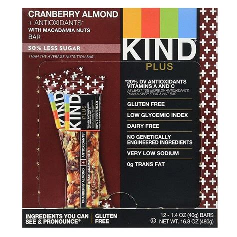 Kind Bars Cranberry Almond Antioxidants With Macadamia Nuts 14oz