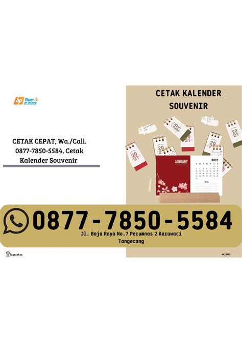 Cetak Cepat Wacall 0877 7850 5584 Cetak Kalender Souvenir Di