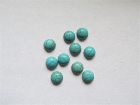 10mm Blue Turquoise Color Round Flatback Cabochon Bag Of 10 Etsy