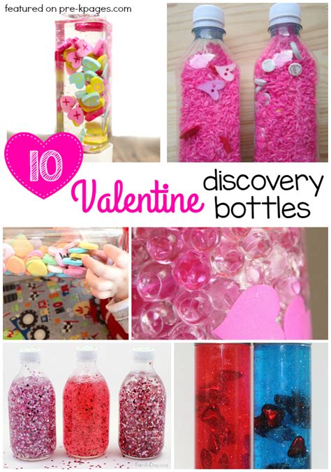 Easy art and craft activities and projects for kids to do at home. 10+ Valentine Discovery Bottles - Pre-K Pages