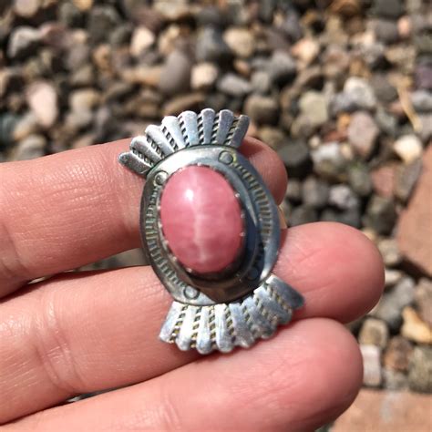 Vintage Native American Pink Sterling Silver Ring Etsy Sterling