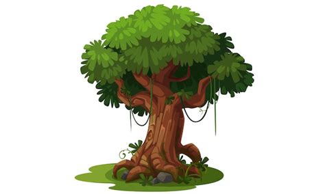 Beautiful Tree For Jungle Theme Vector Illustration Vector Premium