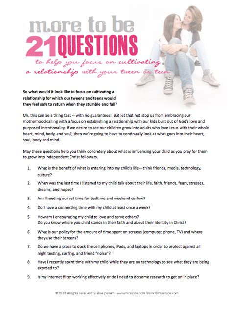 21 Questions For Moms Of Tweens Tween 21 Questions Kids Parenting