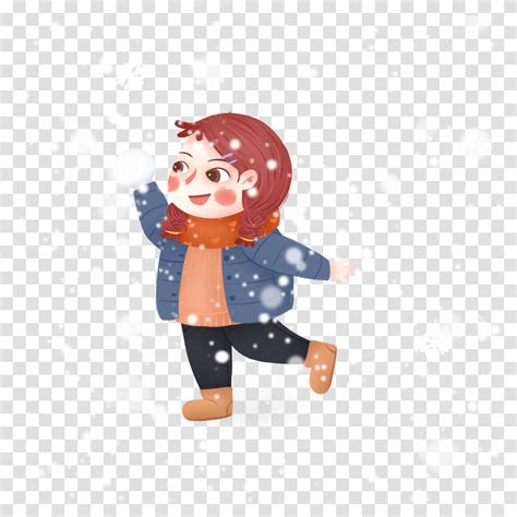 Hand Painted Fresh Winter Heavy Snow And Psd Cartoon Person Outdoors