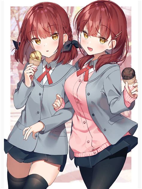 cute anime girls eating ice cream sticker for sale by lokshyu redbubble