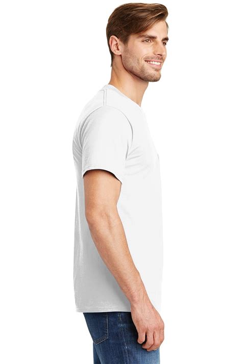 Hanes Beefy Cotton T Shirt With Pocket In White Add A Custom Design