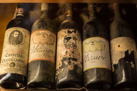 Old Wine Bottles From The Castello Di Verrazzano Winery Old Wine