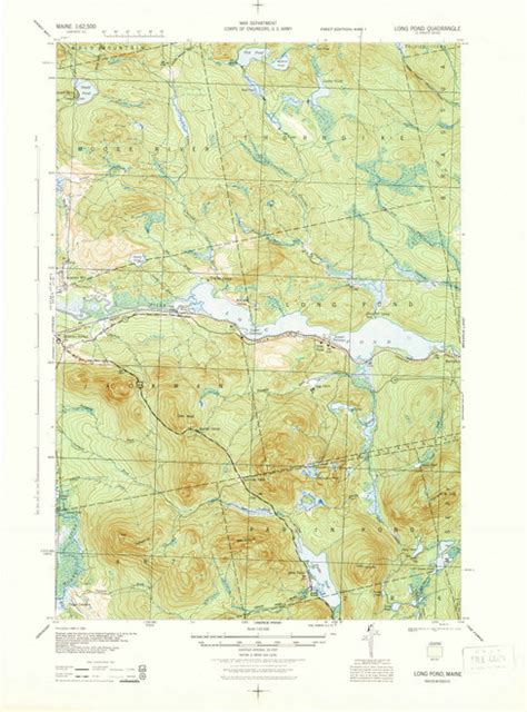 Long Pond Maine 1944 1944 Usgs Old Topo Map Reprint 15x15 Me Quad