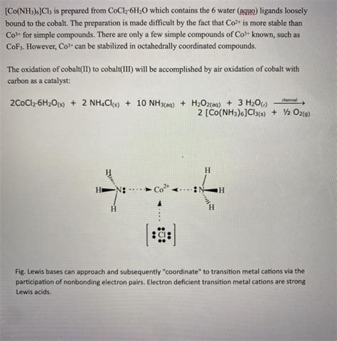 Solved Lab 2 Preparation Of Hexaamminecobalt Iii Chloride
