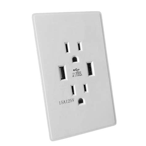 Us Plug Dual 2 Port Usb Wall Socket Dock Charger Ac Power Outlet Plate