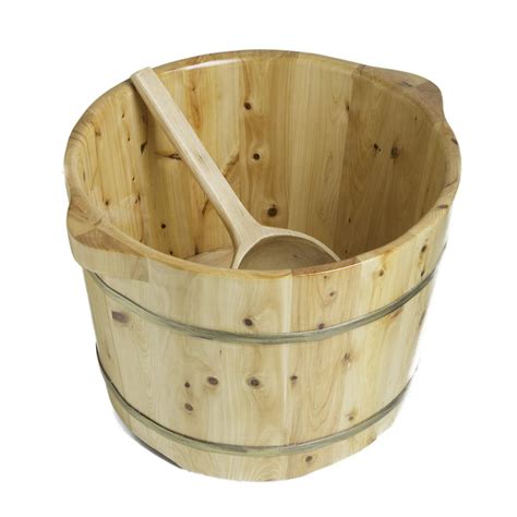 Relaxing soaking tubs easily wash away the stress of the day. Round Wooden Cedar Foot Soaking Tub