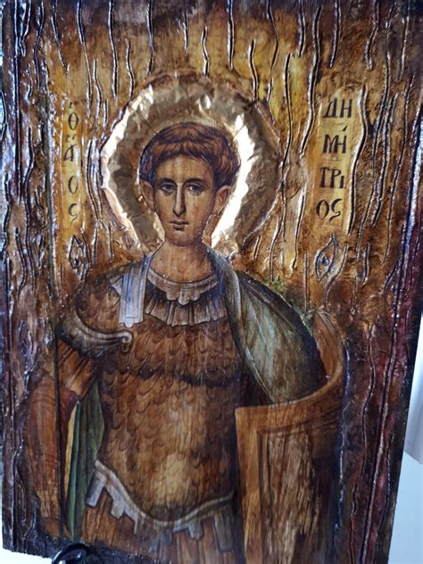Saint St Dimitrios Demetrius Handmade Orthodox Icon Byzantine Etsy