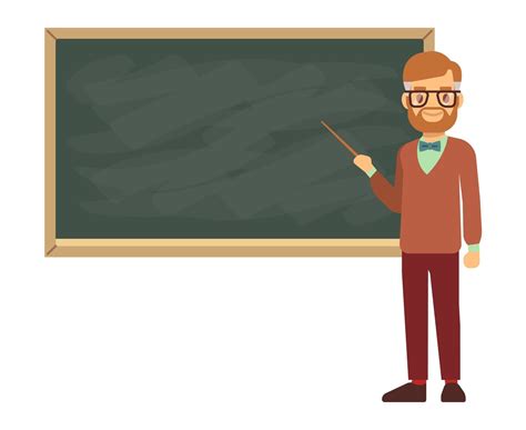 Teacher Professor Standing In Front Of Blank School Blackboard Vector