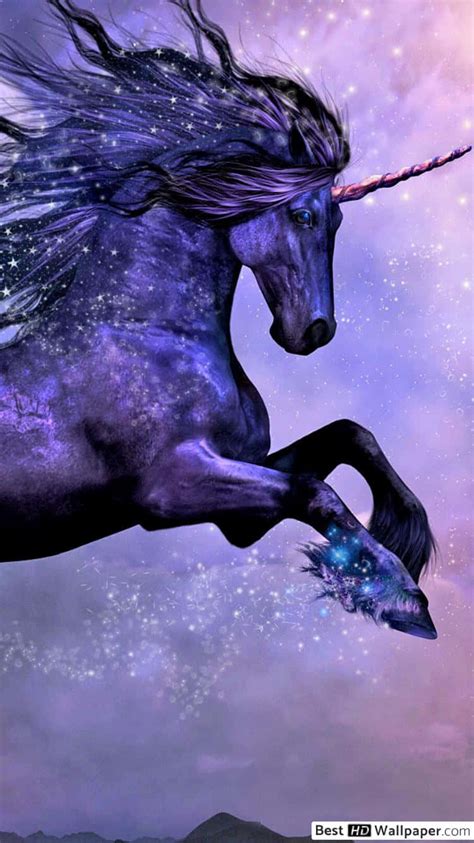 Download A Dazzling Purple Unicorn Surrounded By Magical Stars