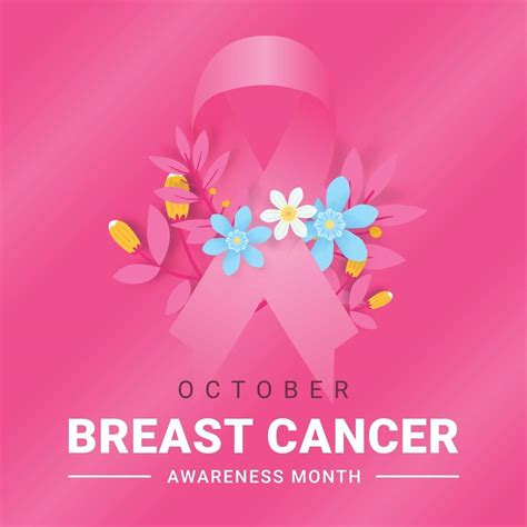 October Breast Cancer Awareness Month With Ribbon And Flowers 3192940