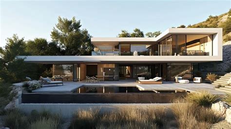 Premium Photo Hillside Modern Villa Design