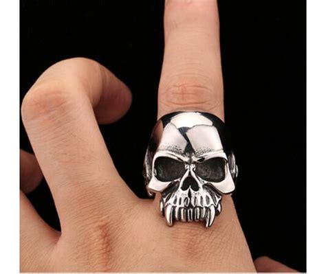 Bucktooth Skull Titanium Stainless Steel Ring In 2021 Rings For Men