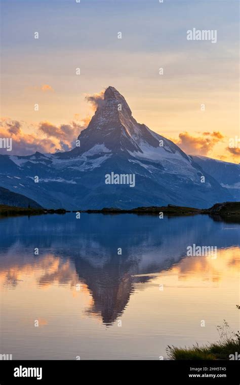 Matterhorn Mountain Reflection On Stellisee Lake At Sunset Zermatt