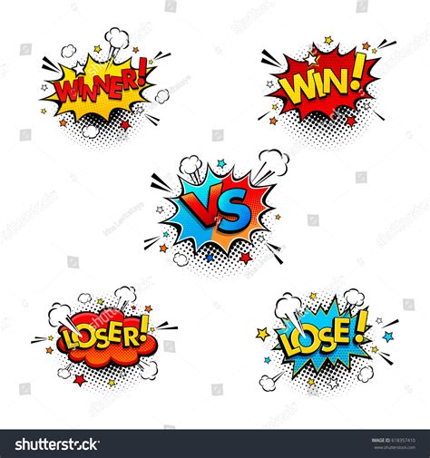 Comic Competition Speech Bubbles Set Expression Stock Vector 618357410