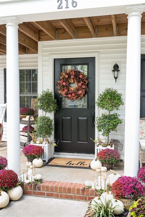 Plum And Red Mums Fall Porch Home Stories A To Z Fall Home Decor