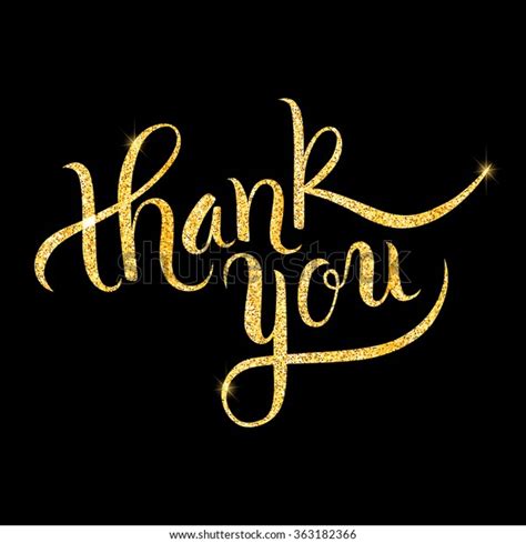 Thank You Glitter Golden Hand Lettering Stock Vector Royalty Free
