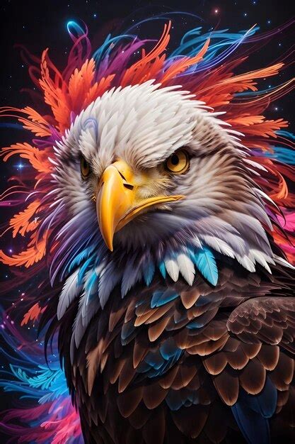 Premium Ai Image Spiritual Eagle With Neon Paint