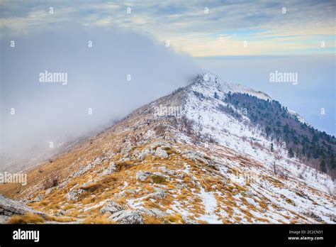 Amazing Panoramic View Of Idyllic Nature Winter Landscape On Mountain