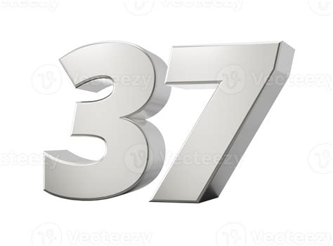 Silver 3d Numbers 37 Thirty Seven 3d Illustration 35941072 Png