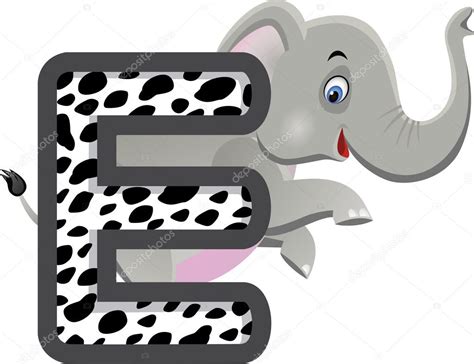 Alfabeto Animal E Con Caricatura De Elefante Vector Gráfico Vectorial