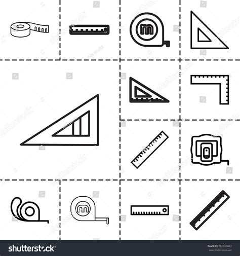 Length Icons Set 13 Editable Outline Stock Vector Royalty Free