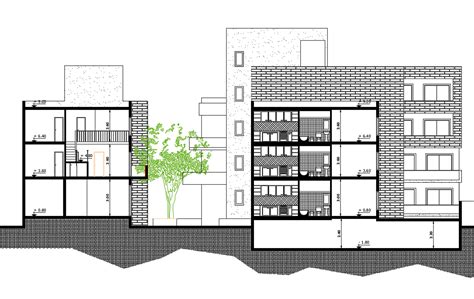 Apartment Building Section View Download Dwg File Cadbull