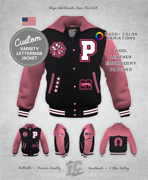 Custom Varsity Letter Drill Team Cheer Jacket Pink Genuine Leather