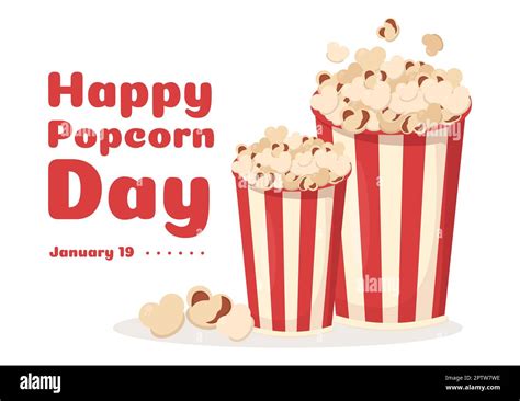 National Popcorn Day On January 19th With A Big Box Of Red And White