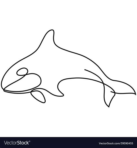 One Line Orca Silhouette Killer Whale Royalty Free Vector