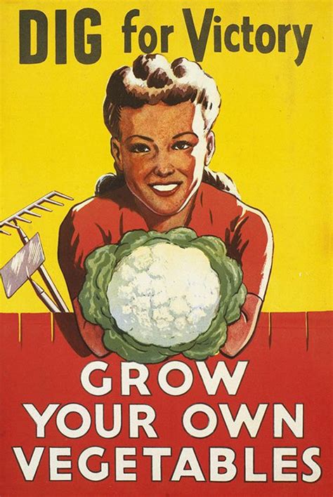 Dig For Victory Grow Your Own Vegetables Vintage Produce Food Poster