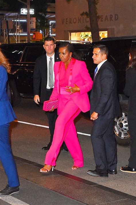 Michelle Obamas Hot Pink Suit At George Clooney Party In Nyc Photos