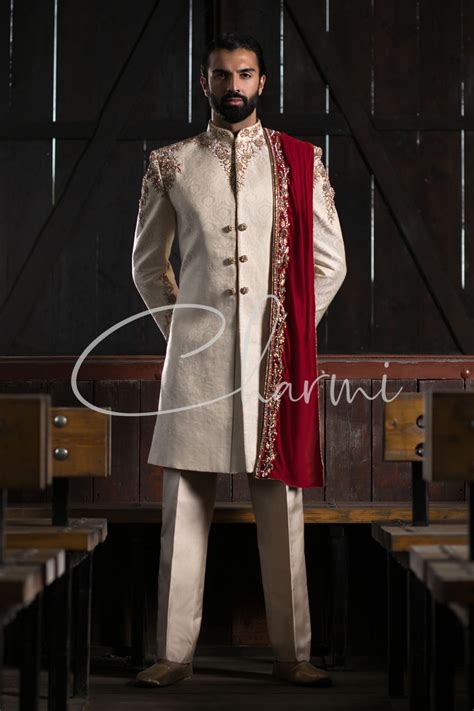 Brocade Silk Fusion Mens Wedding Suit Grooms Wear Indian Grooms Wear