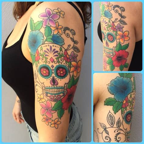 Beautiful Girly Sugar Skull Tattoo For Sleeves Sugar Skull Tattoos