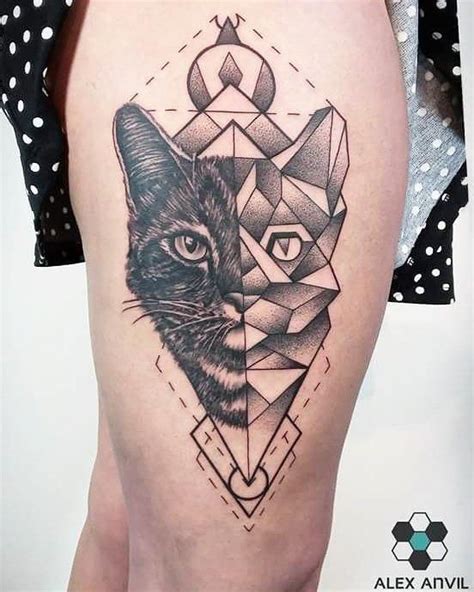 Geometric Cat Tattoo Amsterdam Abstract Bestgeometrictattoos