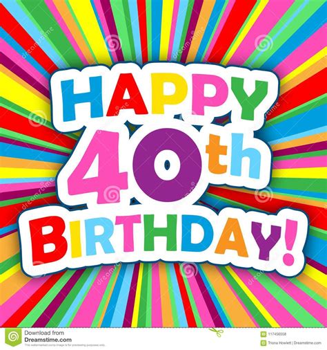Happy 40th Birthday Card On Colorful Vector Background Stock Vector