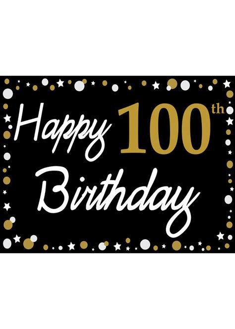 Happy 100th Birthday Black Gold And White Yard Sign Party On