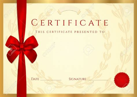 Certificate Of Completion Template With Wax Seal Border And Red Bow
