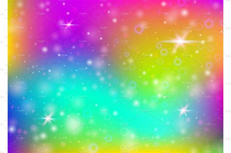 Unicorn Background With Rainbow Vector Graphics ~ Creative Market