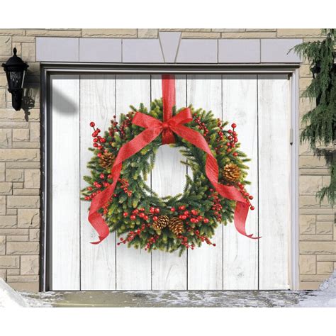 The Holiday Aisle Christmas Wreath Garage Banner Door Mural And Reviews