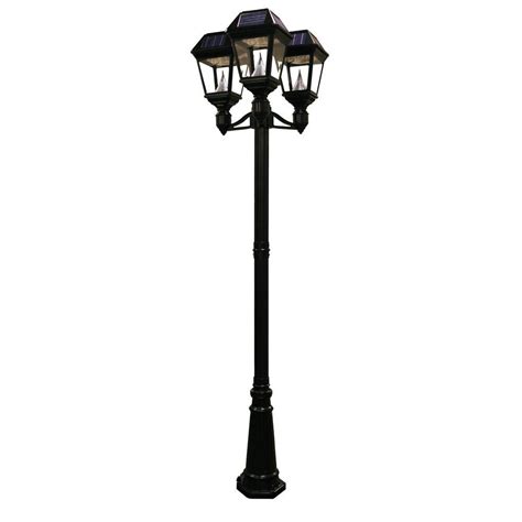 Gama Sonic Imperial II 3-Head Solar Black Outdoor Integrated LED Lamp